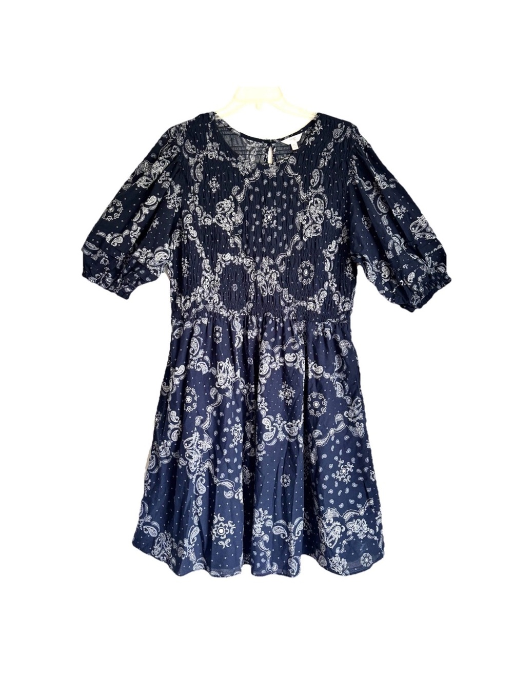 Terra & Sky Smocked Paisley Puff Sleeve Dress